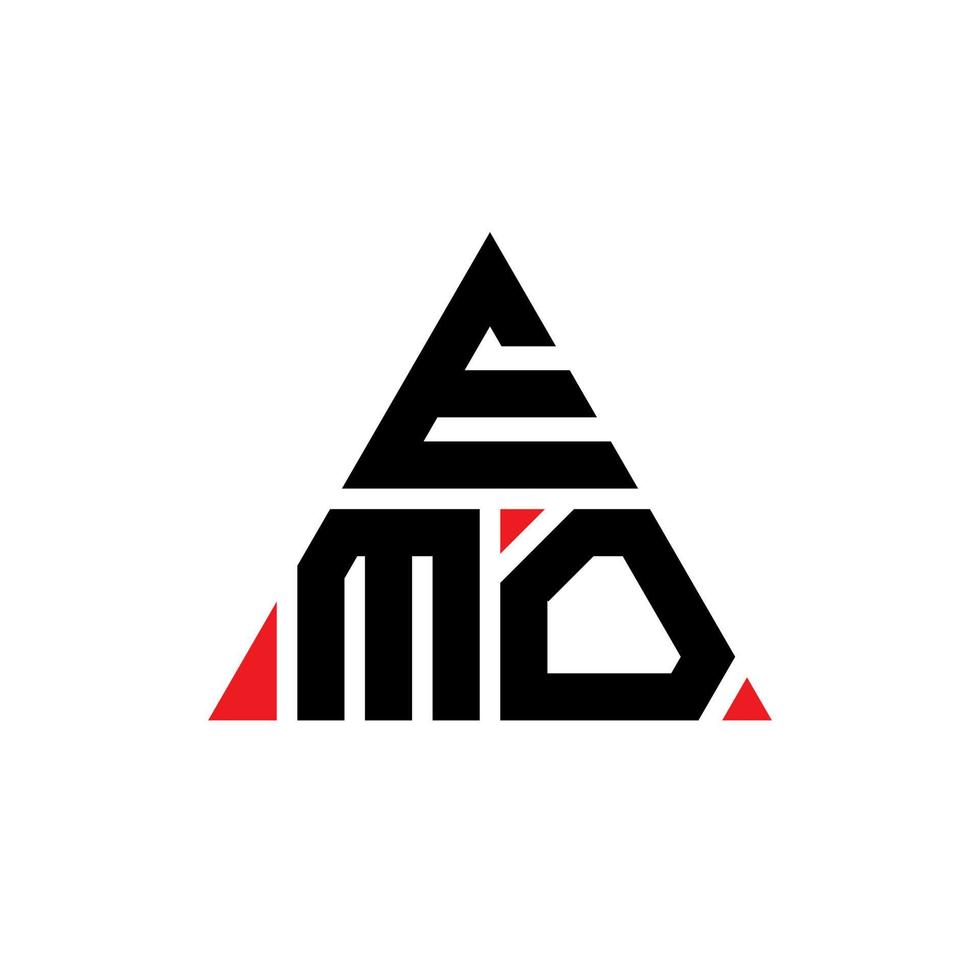 EMO triangle letter logo design with triangle shape. EMO triangle logo design monogram. EMO triangle vector logo template with red color. EMO triangular logo Simple, Elegant, and Luxurious Logo.