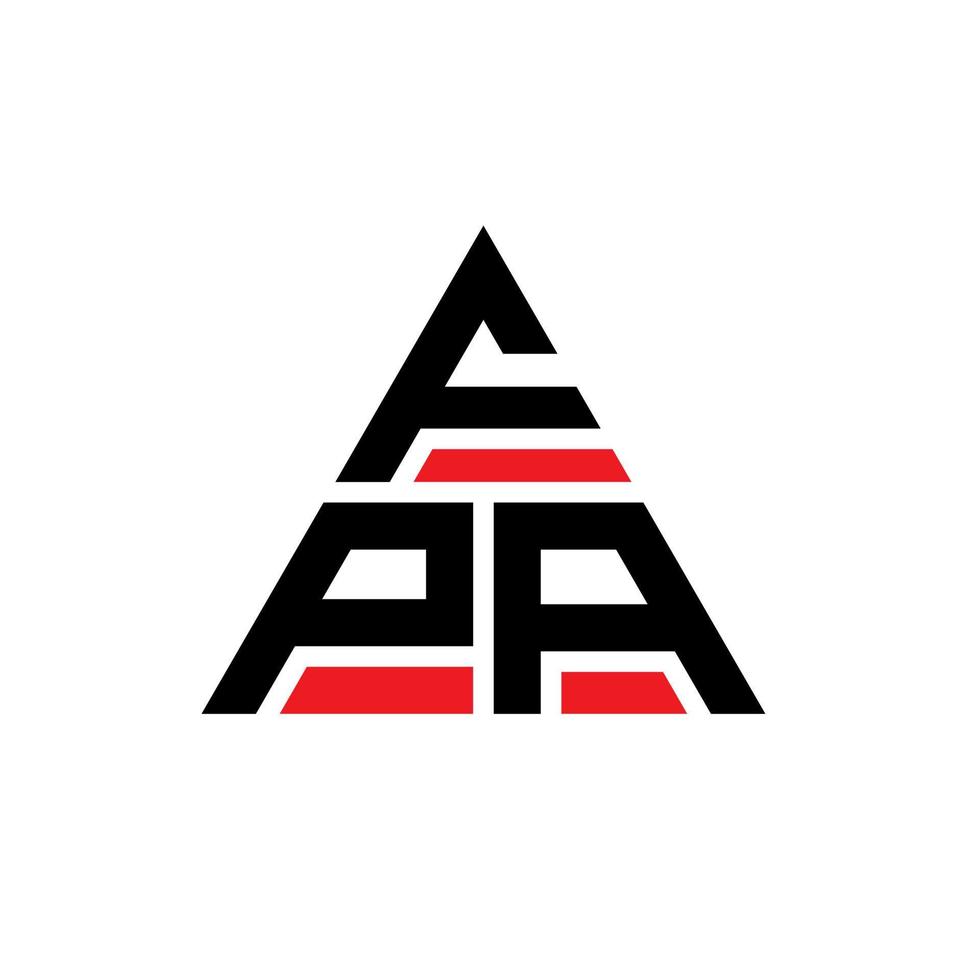 diseño de logotipo de letra triangular fpa con forma de triángulo. monograma de diseño del logotipo del triángulo fpa. plantilla de logotipo de vector de triángulo fpa con color rojo. logotipo triangular fpa logotipo simple, elegante y lujoso.