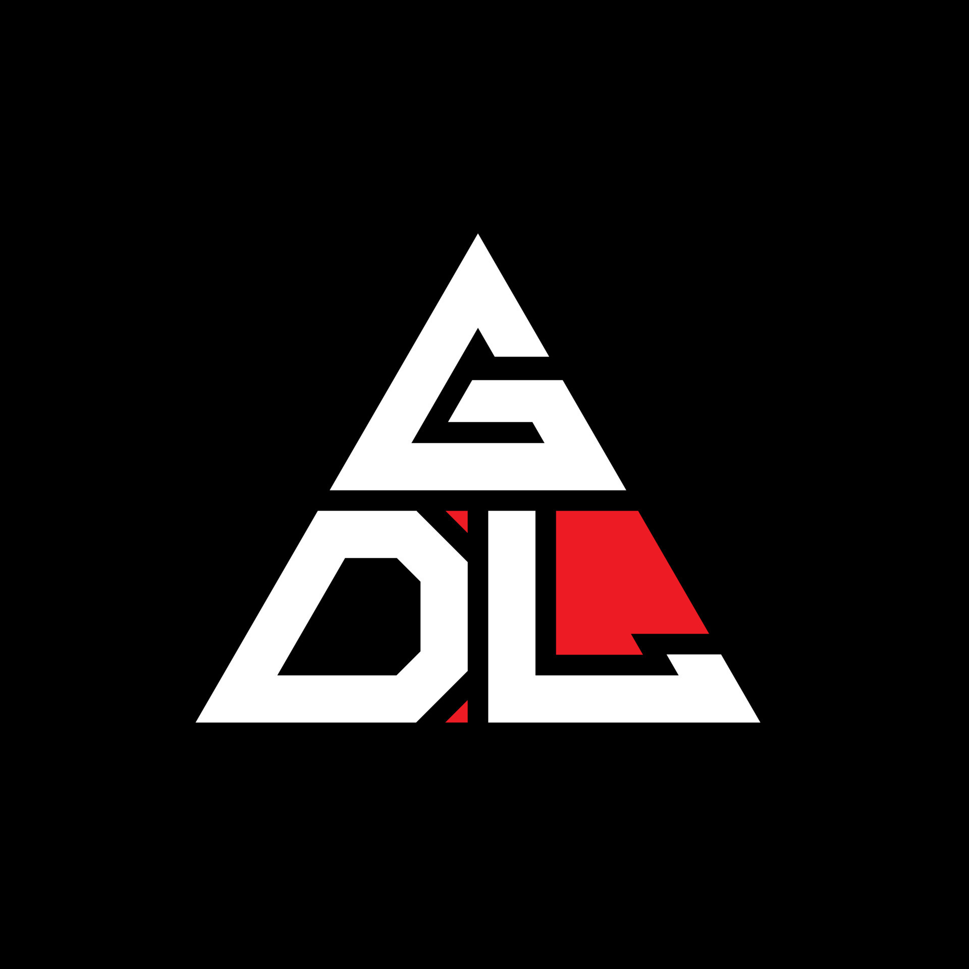 Diseño de logotipo de letra triangular gdl con forma de triángulo