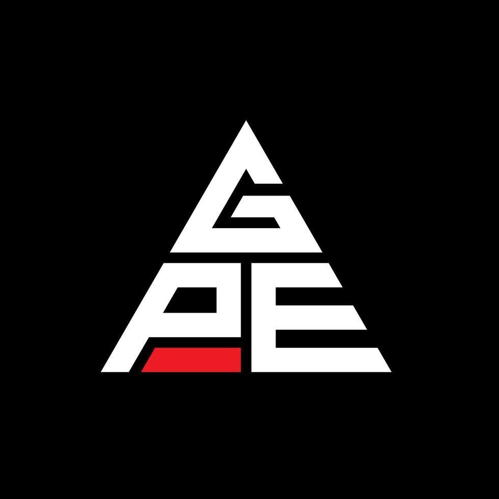 GPE triangle letter logo design with triangle shape. GPE triangle logo design monogram. GPE triangle vector logo template with red color. GPE triangular logo Simple, Elegant, and Luxurious Logo.
