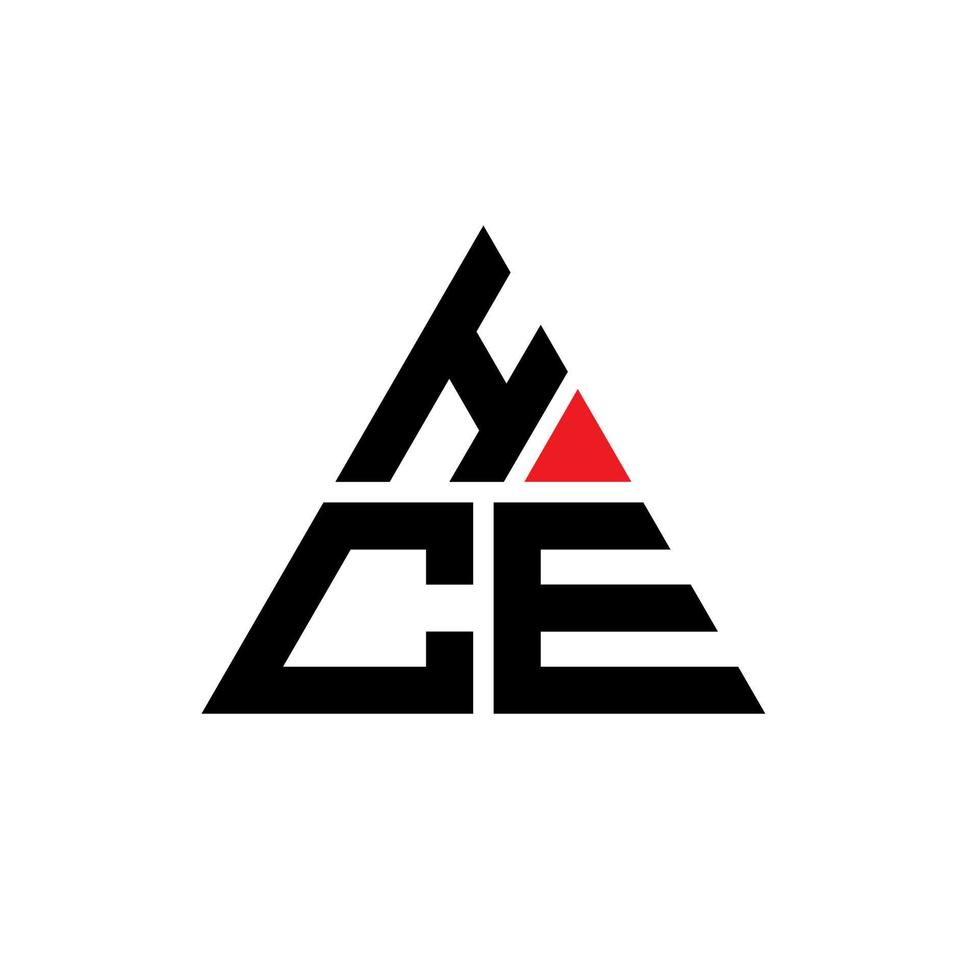 HCE triangle letter logo design with triangle shape. HCE triangle logo design monogram. HCE triangle vector logo template with red color. HCE triangular logo Simple, Elegant, and Luxurious Logo.