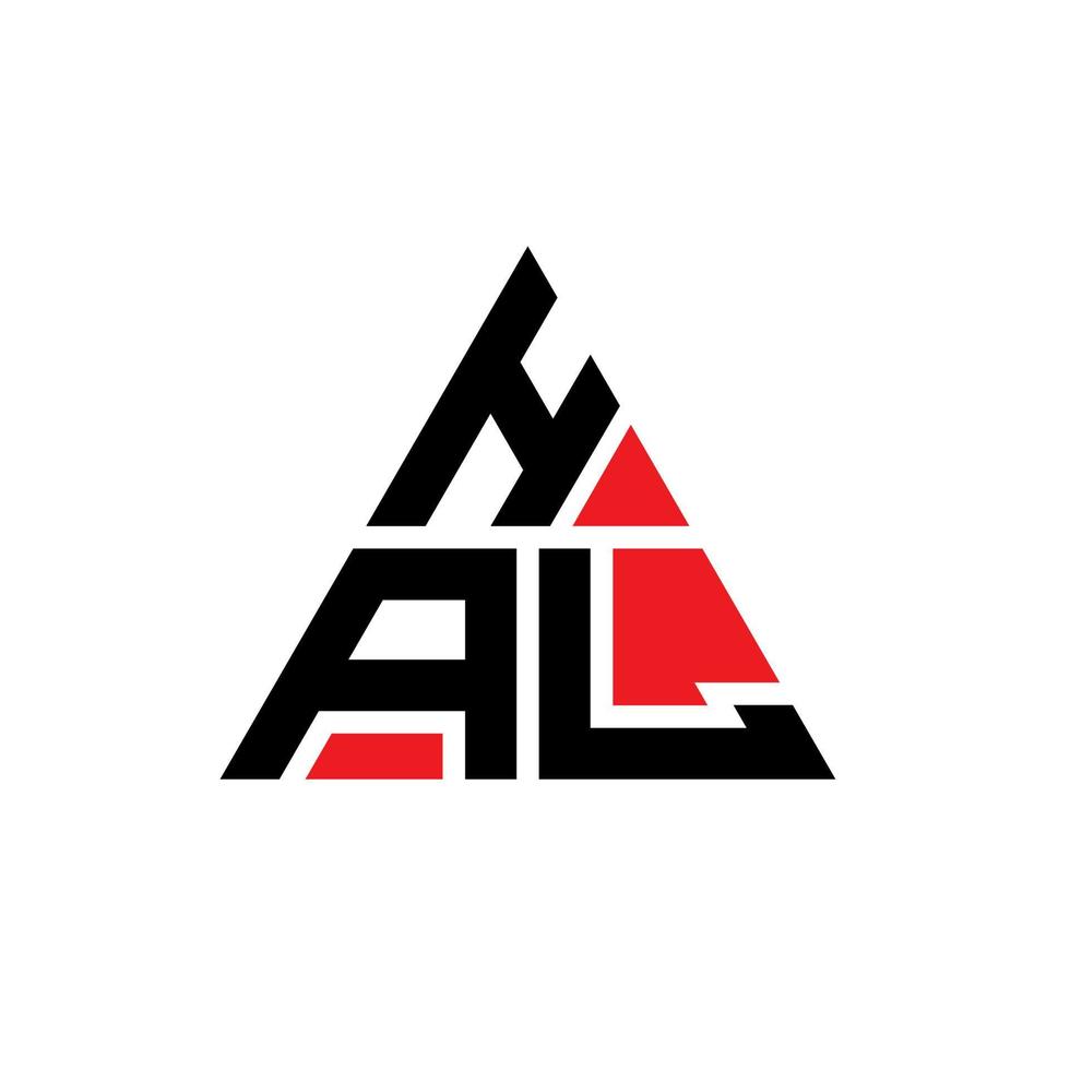 HAL triangle letter logo design with triangle shape. HAL triangle logo design monogram. HAL triangle vector logo template with red color. HAL triangular logo Simple, Elegant, and Luxurious Logo.