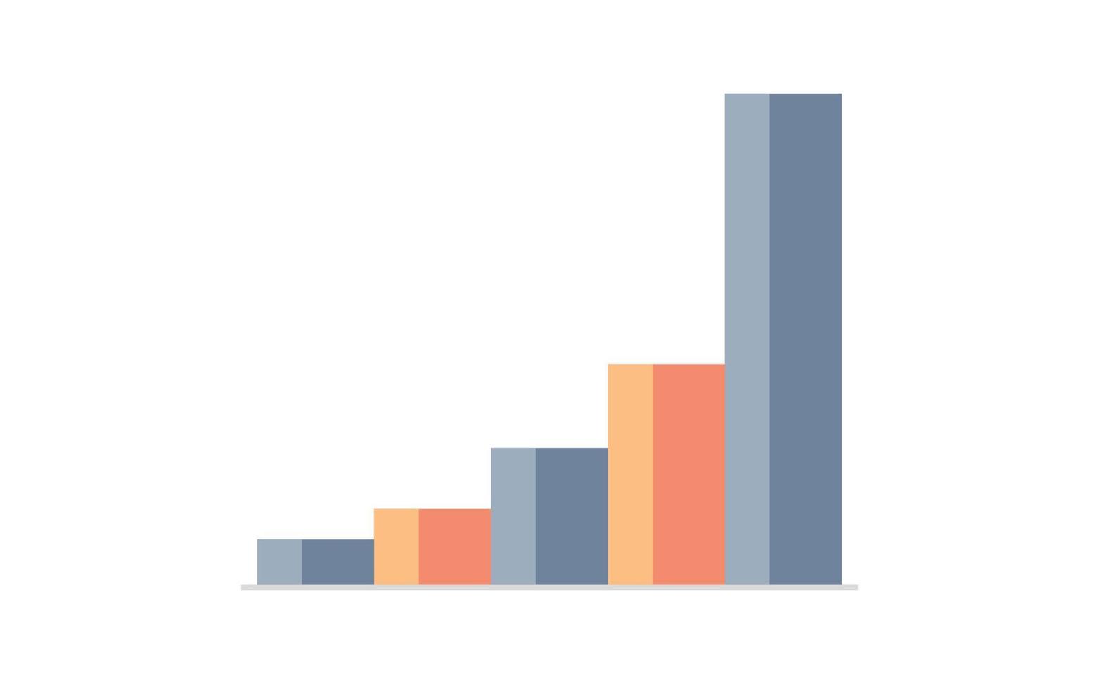 gráfico de columnas y estadísticas de finanzas empresariales que analizan el concepto de gráfico ilustración vectorial plana. vector