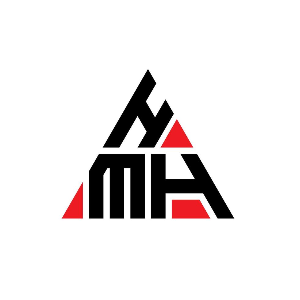 diseño de logotipo de letra triangular hmh con forma de triángulo. monograma de diseño de logotipo de triángulo hmh. plantilla de logotipo de vector de triángulo hmh con color rojo. logotipo triangular hmh logotipo simple, elegante y lujoso.