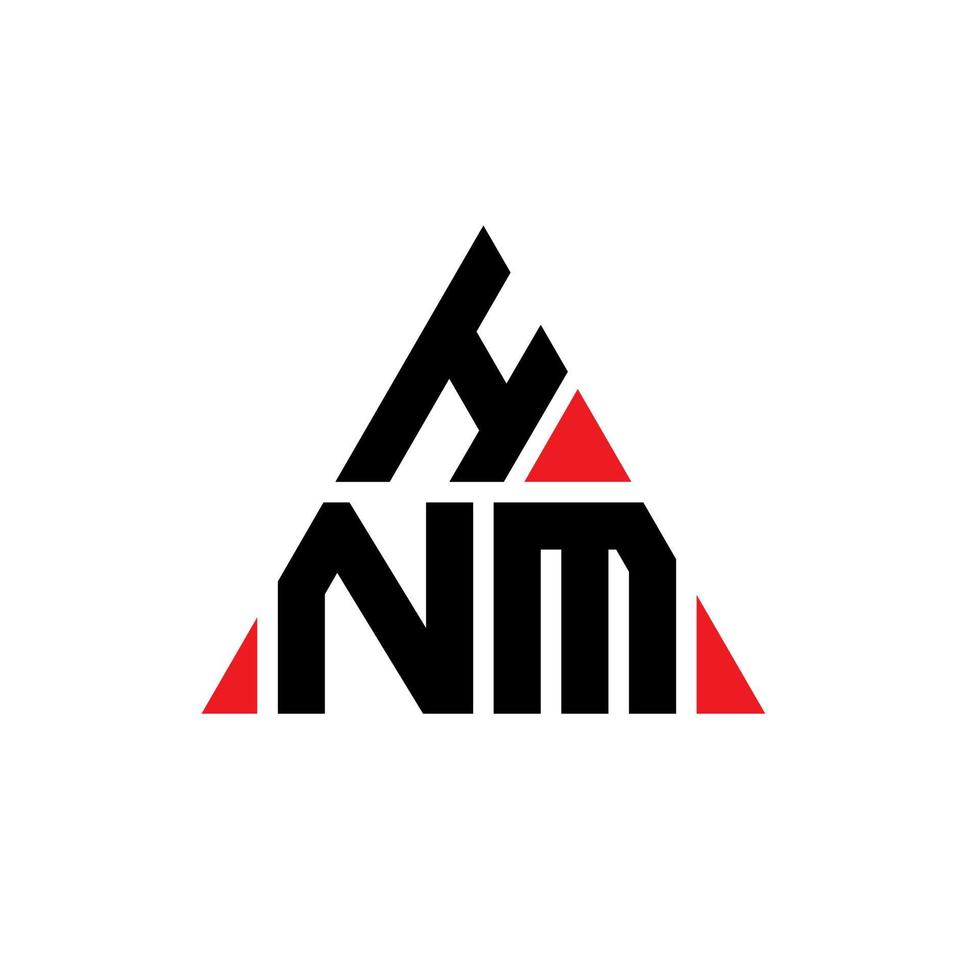 HNM triangle letter logo design with triangle shape. HNM triangle logo design monogram. HNM triangle vector logo template with red color. HNM triangular logo Simple, Elegant, and Luxurious Logo.