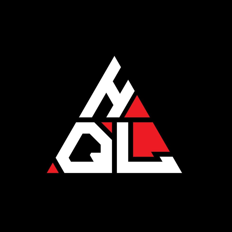 HQL triangle letter logo design with triangle shape. HQL triangle logo design monogram. HQL triangle vector logo template with red color. HQL triangular logo Simple, Elegant, and Luxurious Logo.