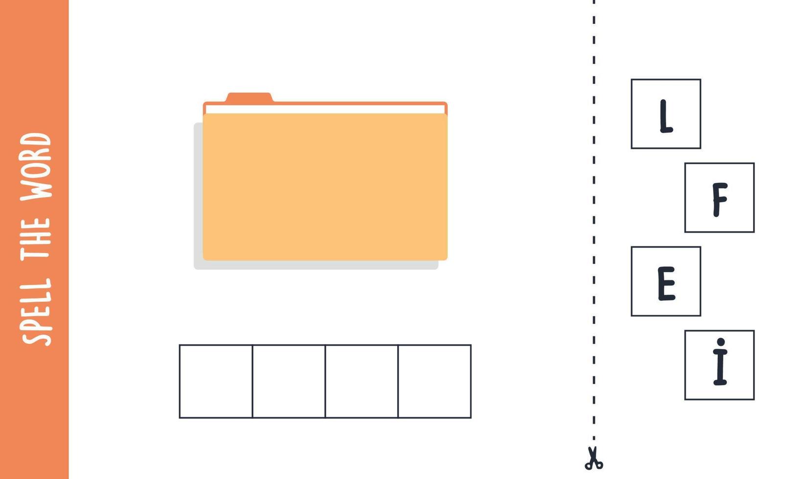 deletrear la palabra y el concepto de ortografía para la ilustración vectorial plana de los niños. vector