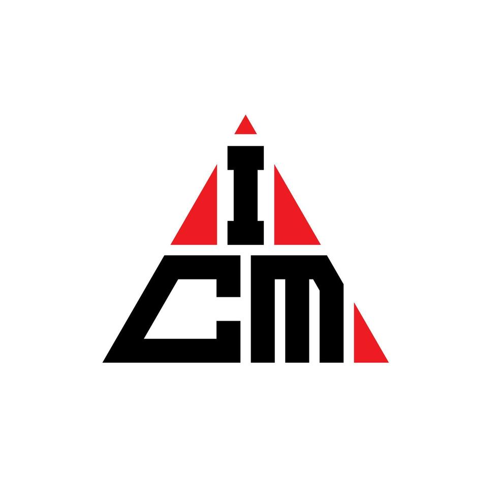 diseño de logotipo de letra triangular icm con forma de triángulo. monograma de diseño de logotipo de triángulo icm. plantilla de logotipo de vector de triángulo icm con color rojo. logo triangular icm logo simple, elegante y lujoso.