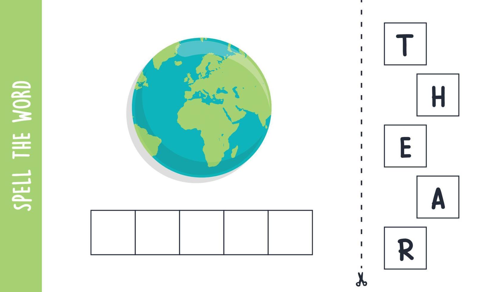 deletrear la palabra y el concepto de ortografía para la ilustración vectorial plana de los niños. vector