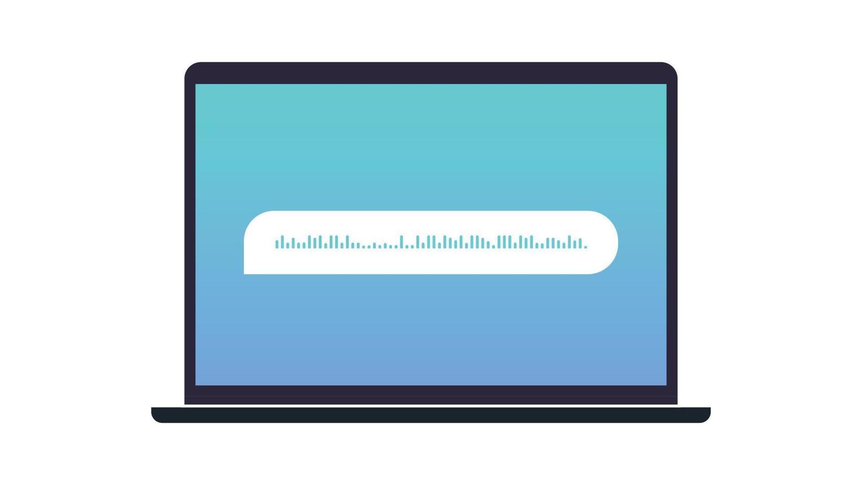 Artificial intelligence and chatting by voice messages on laptop flat vector illustration.