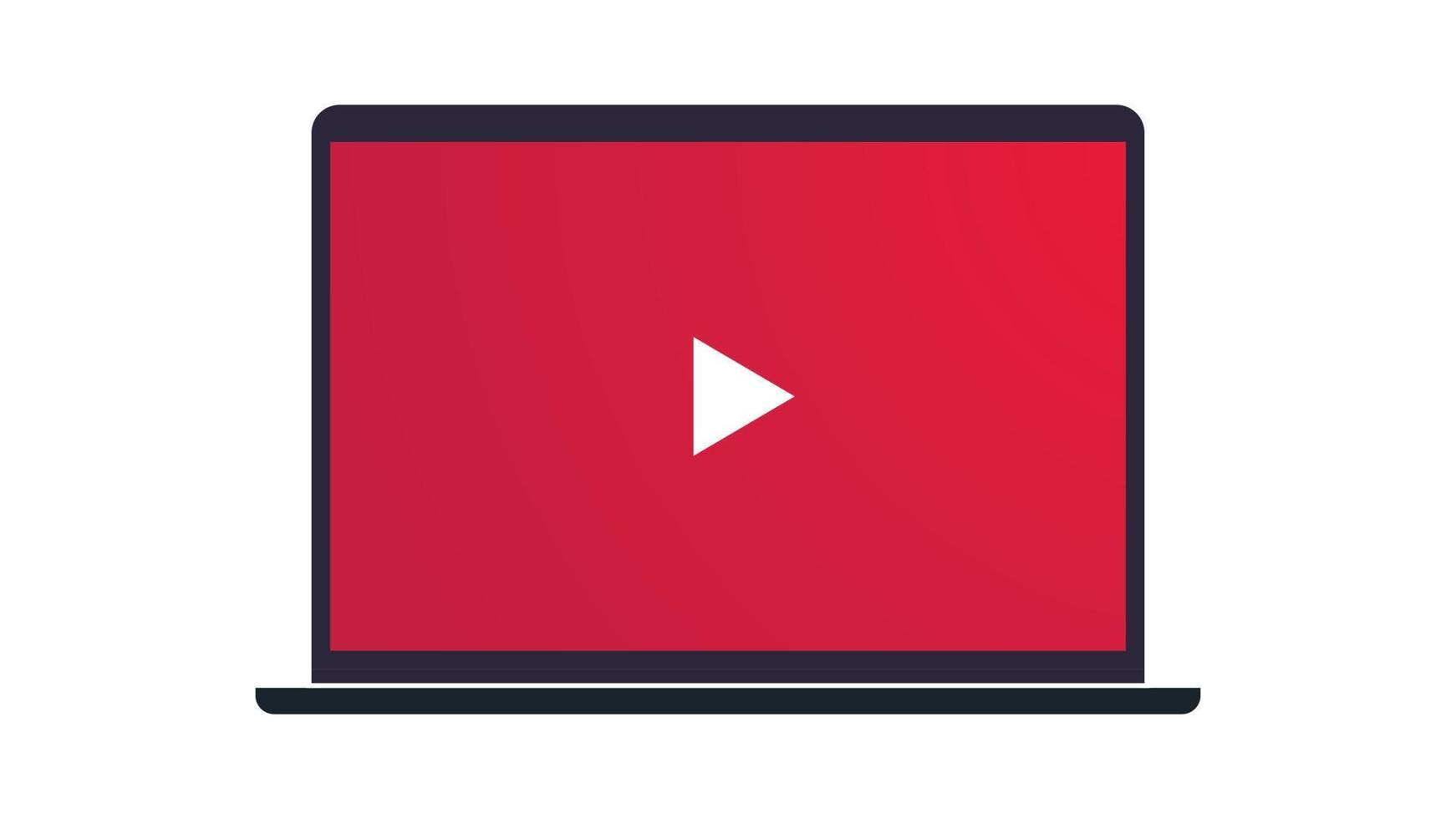 Responsive design play button and video interface on smart devices flat vector illustration.