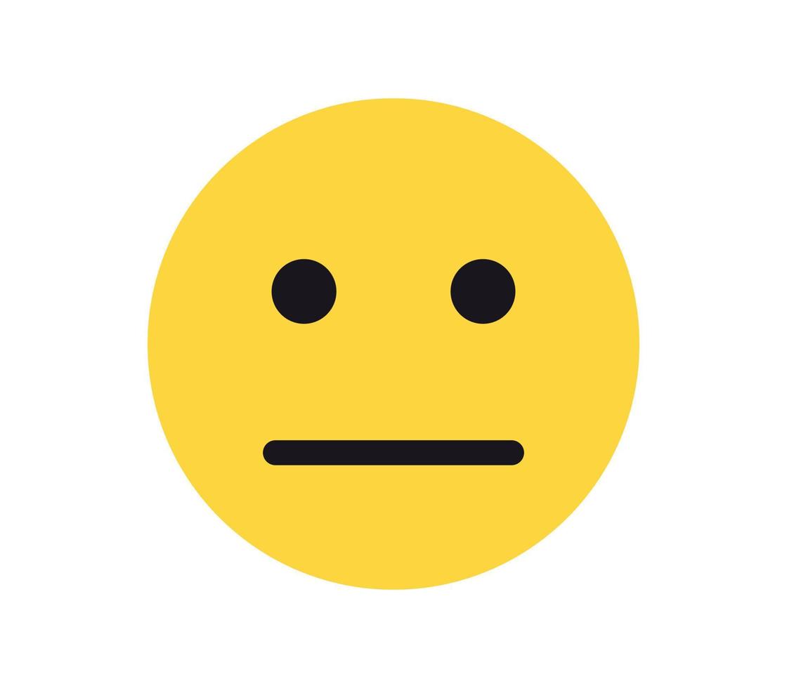 Simple emotion face and yellow cartoon emoji flat vector illustration.