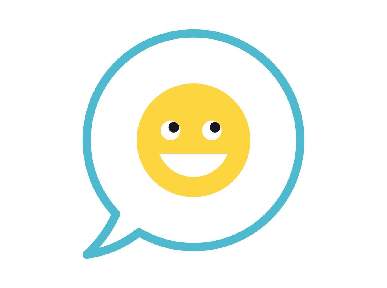 Simple facial expression and yellow cartoon smile flat vector illustration.