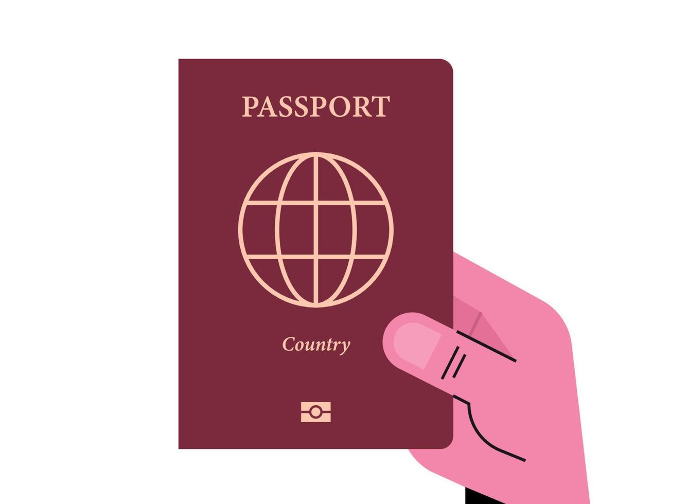 mano humana con pasaporte internacional e identidad de viaje ilustración vectorial plana. vector