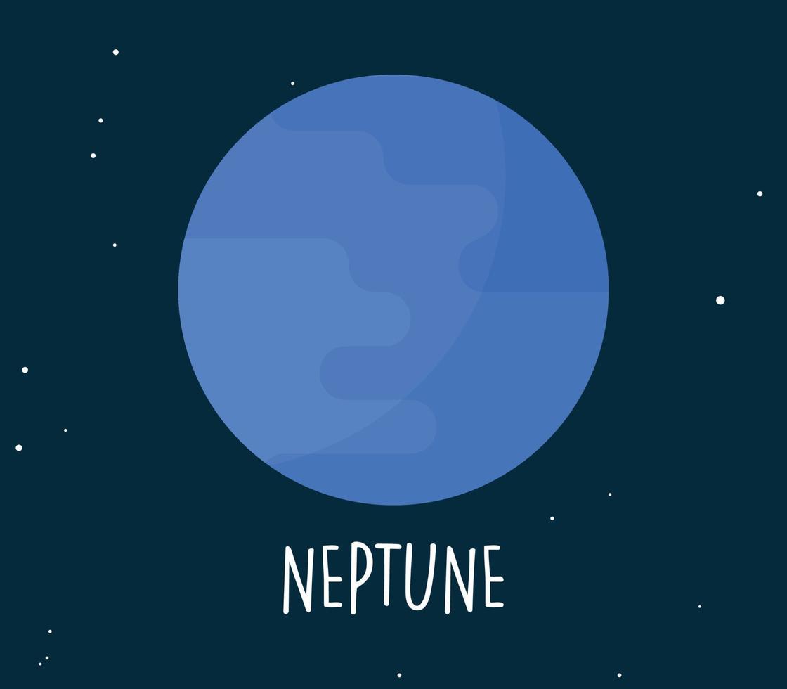 Neptune planet and simple sphere on space background flat vector illustration.