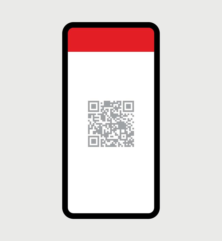 escaneo de código qr en la pantalla del teléfono inteligente e ilustración de vector plano de tecnología digital.