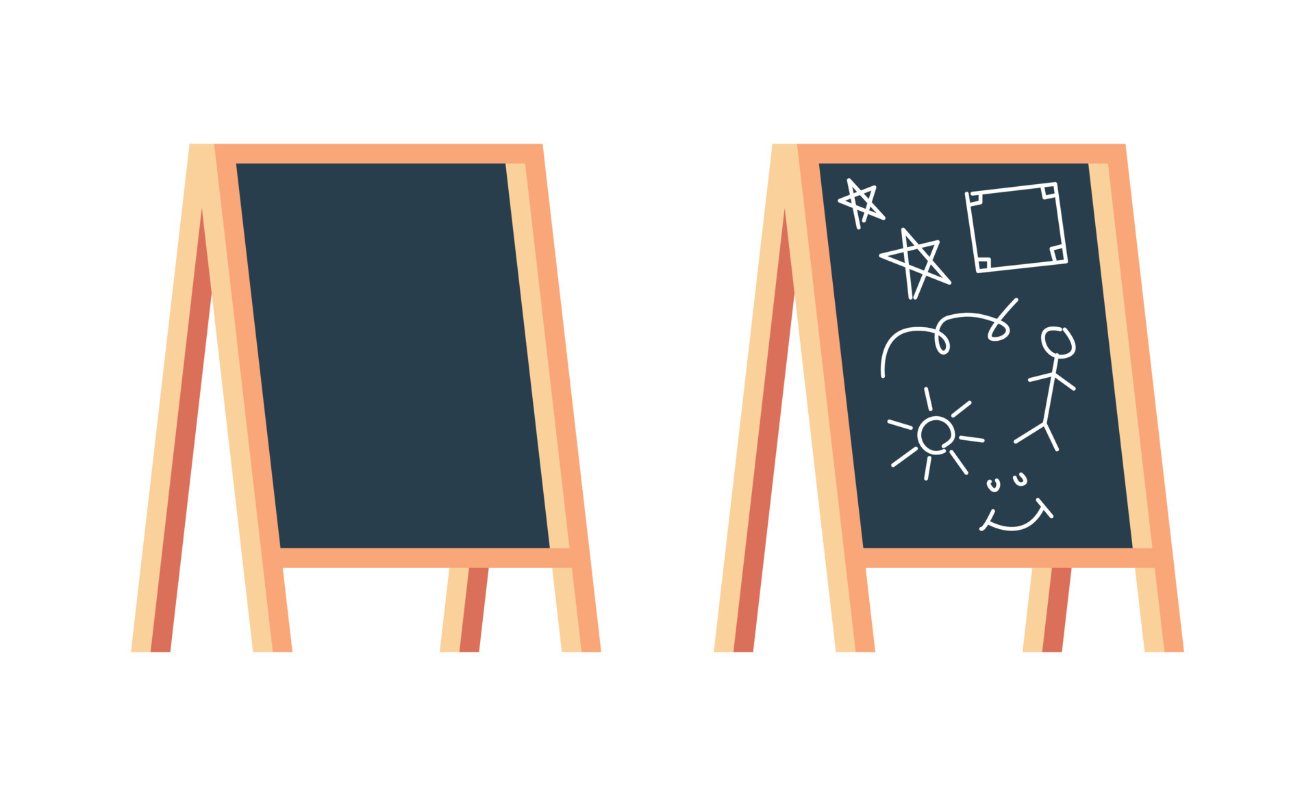 Kids blackboard and kindergarten classroom chalkboard flat vector