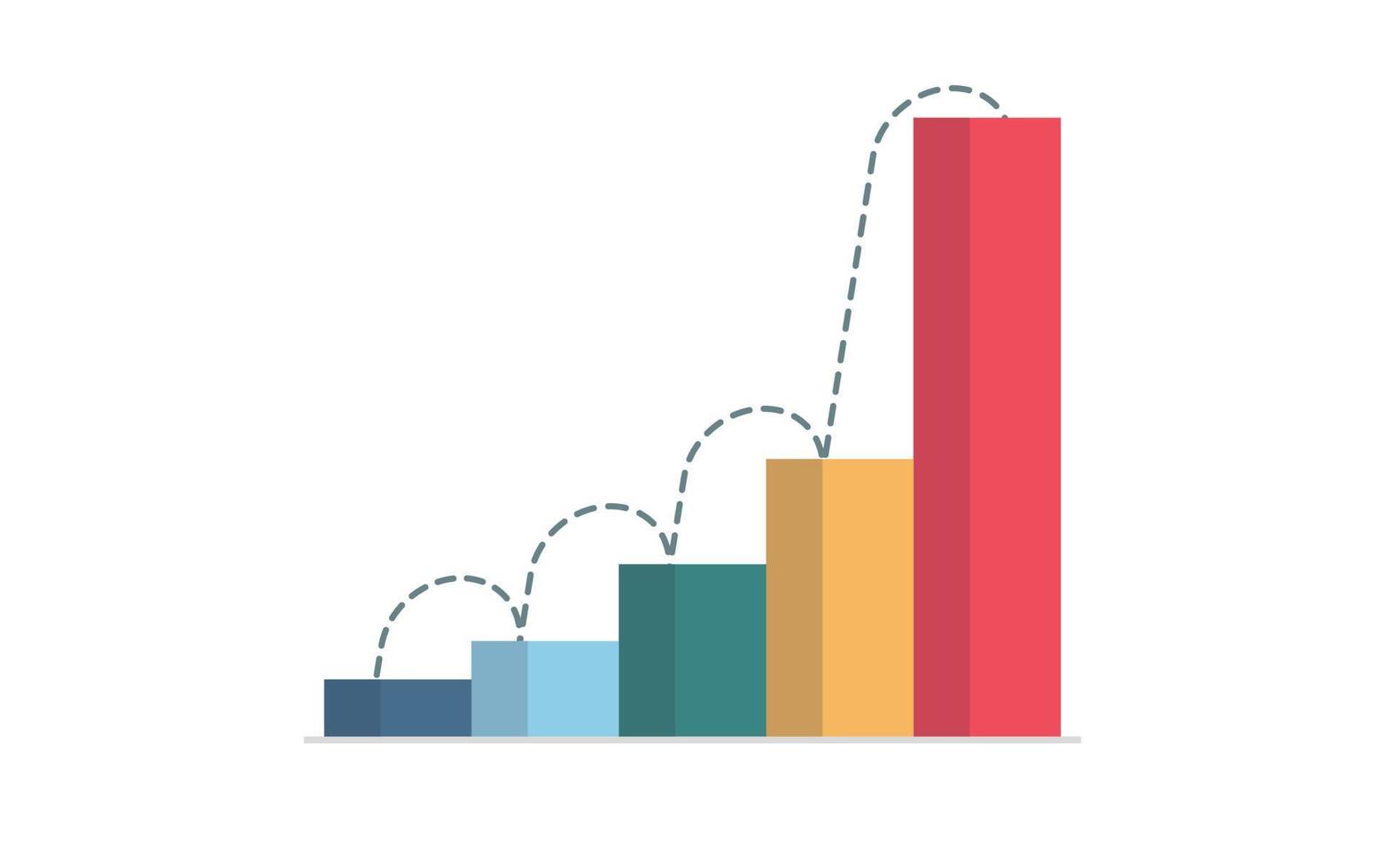 gráfico de columnas y estadísticas de finanzas empresariales que analizan el concepto de gráfico ilustración vectorial plana. vector