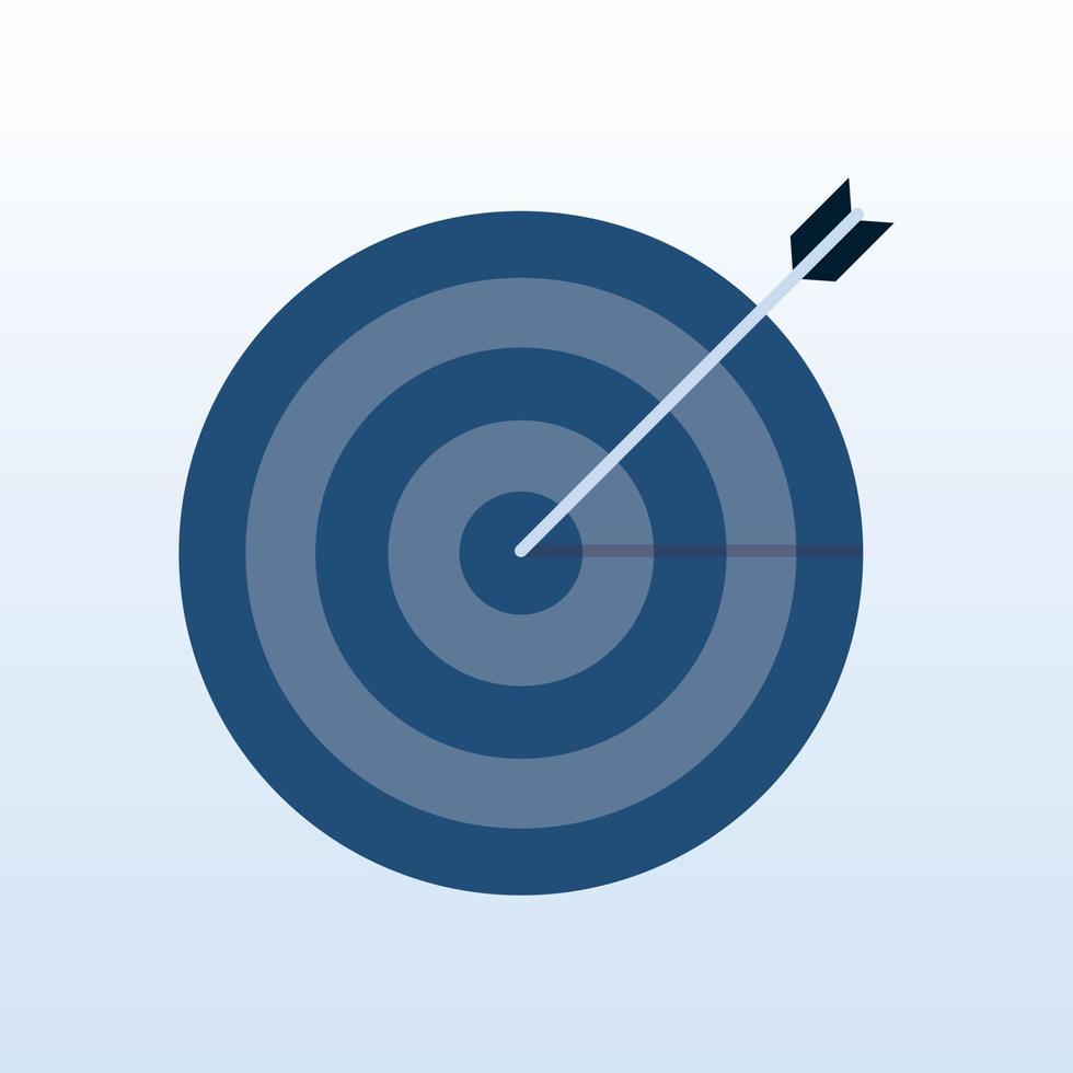 Dartboard arrow and business teamwork success achievement concept flat vector illustration.
