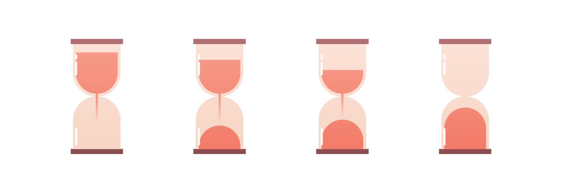 Hourglass and sandglass flat vector illustration.