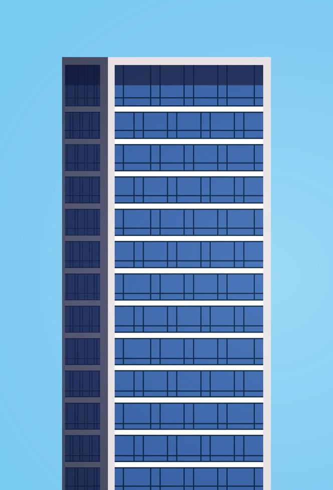 Business building and city skyscraper flat vector illustration.