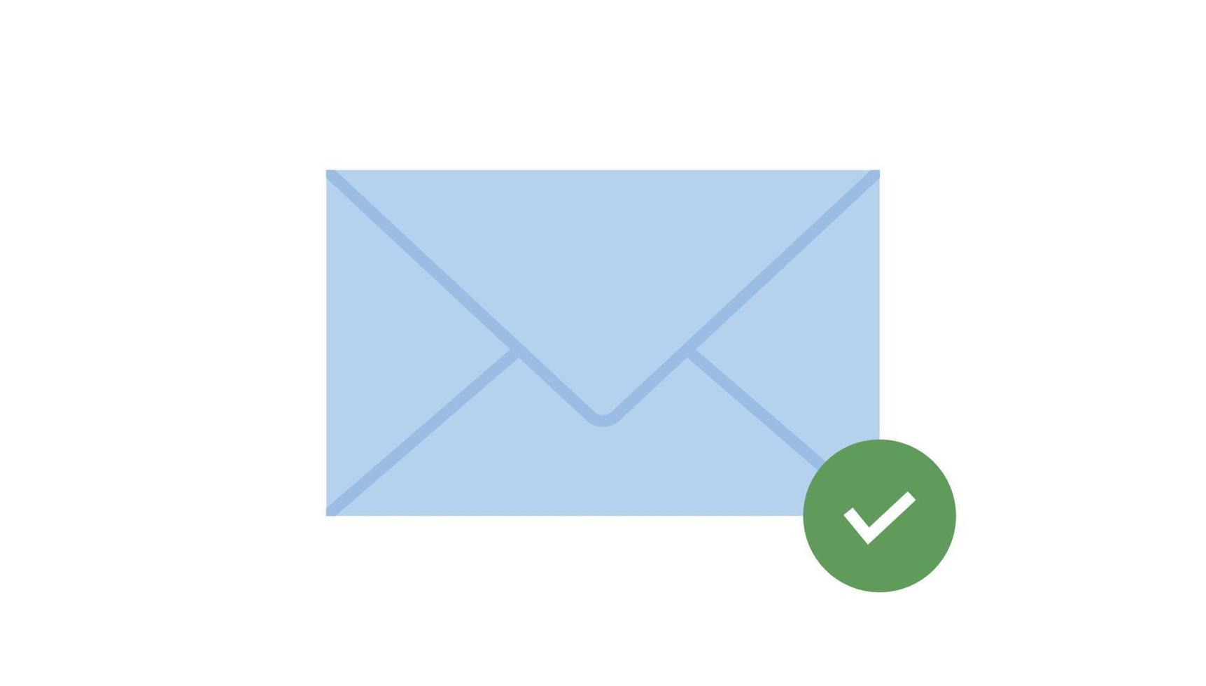 Confirmation sign on email symbol and email reading check simple concept flat vector illustration.