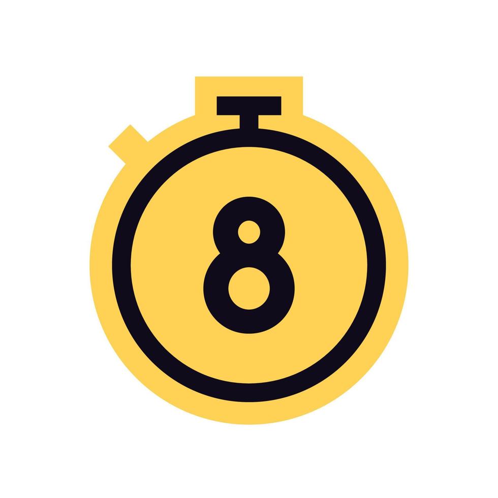 Countdown timer and stopwatch yellow symbol flat vector illustration.
