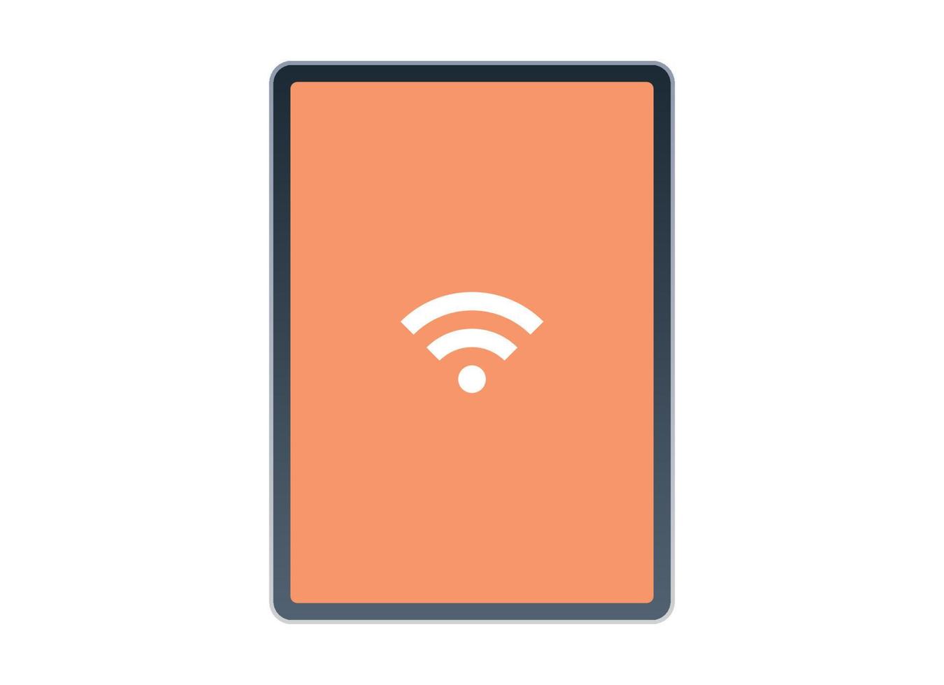 Wireless signal on tablet pc screen and wireless connection flat vector illustration.