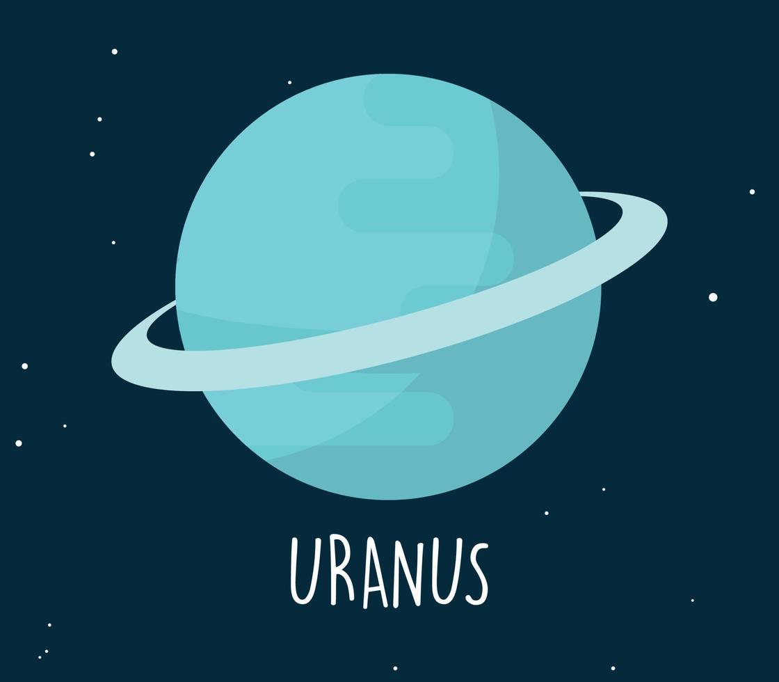 Uranus planet and simple sphere on space background flat vector illustration.