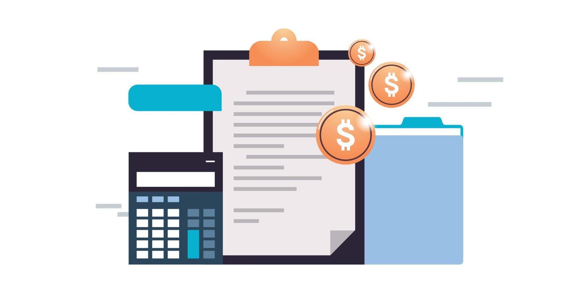 Business complete individual income tax return form online for tax payment and government state taxes, data paperwork, financial research, report, calculation tax return flat vector illustration.