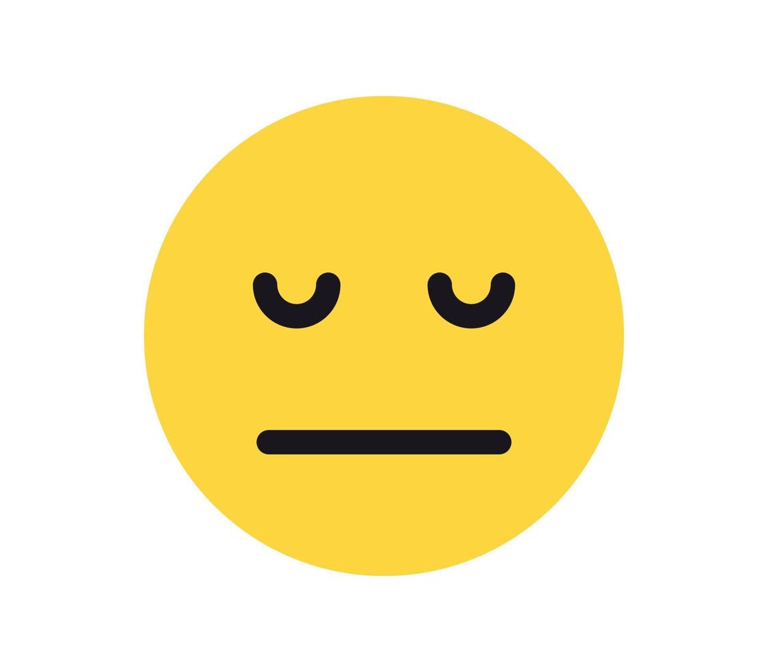 Simple emotion face and yellow cartoon emoji flat vector illustration.