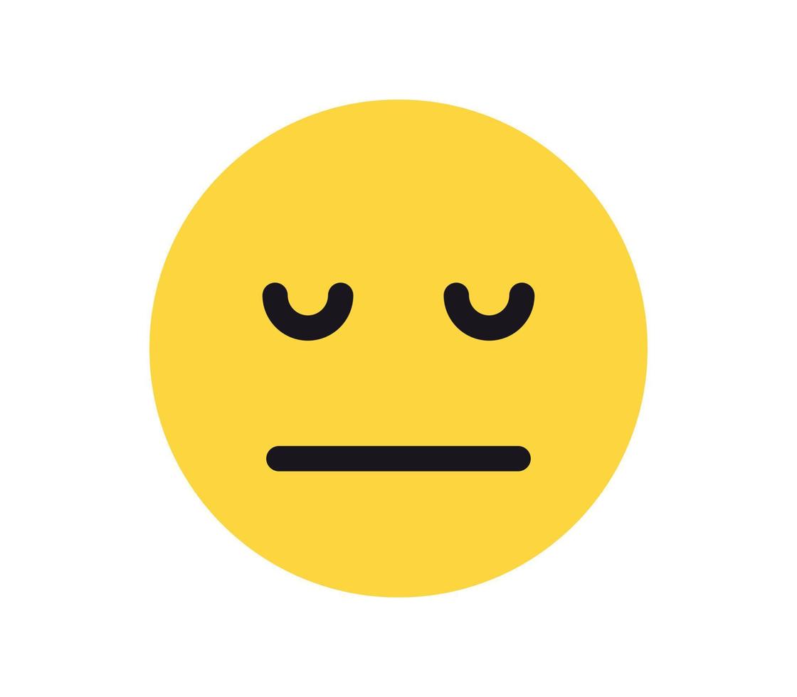 Simple emotion face and yellow cartoon emoji flat vector illustration.