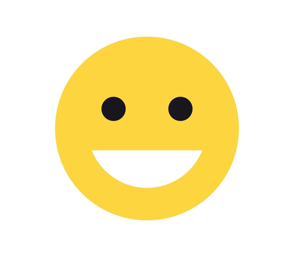 Simple emotion face and yellow cartoon emoji flat vector illustration.