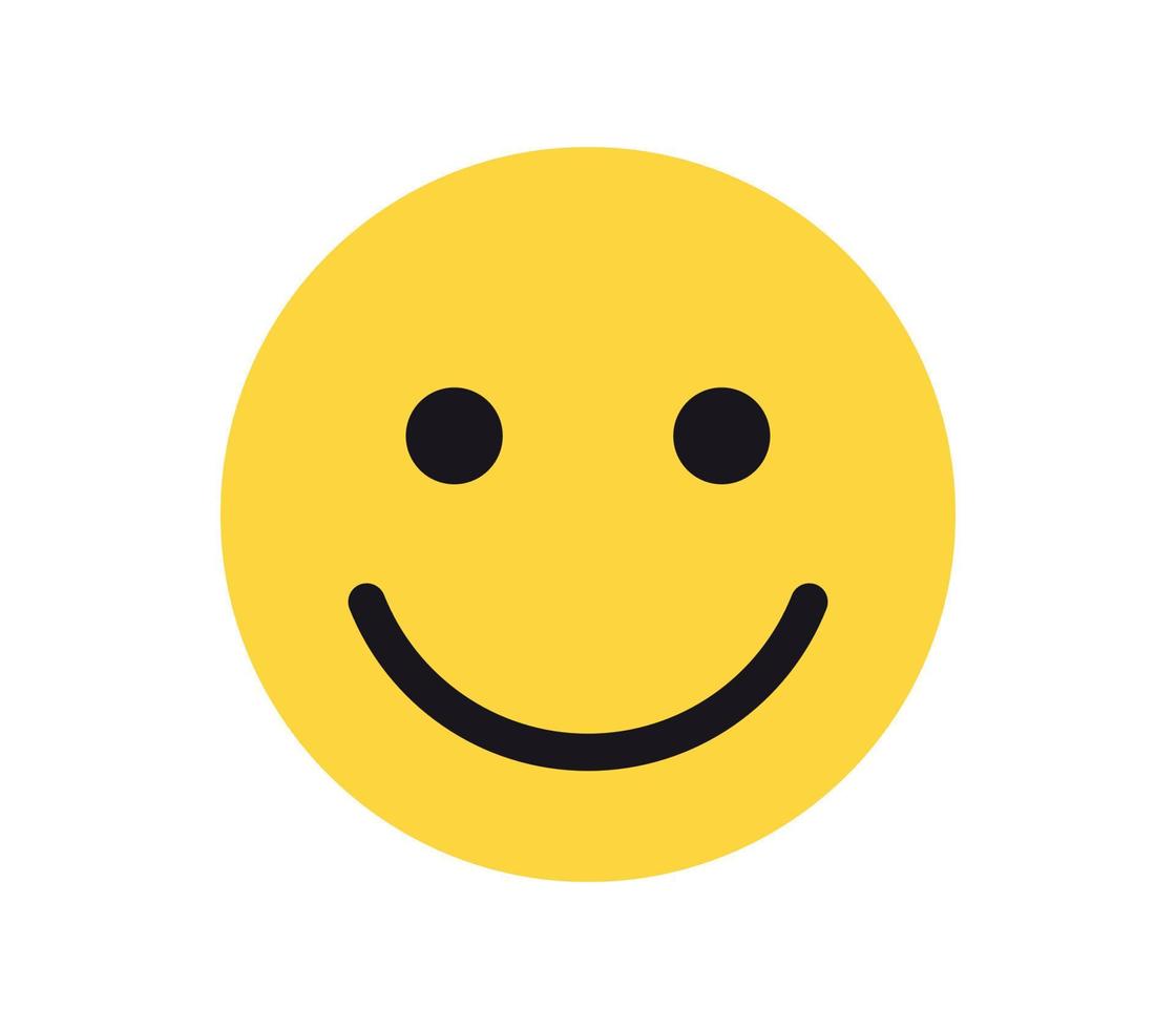 Simple emotion face and yellow cartoon emoji flat vector illustration.
