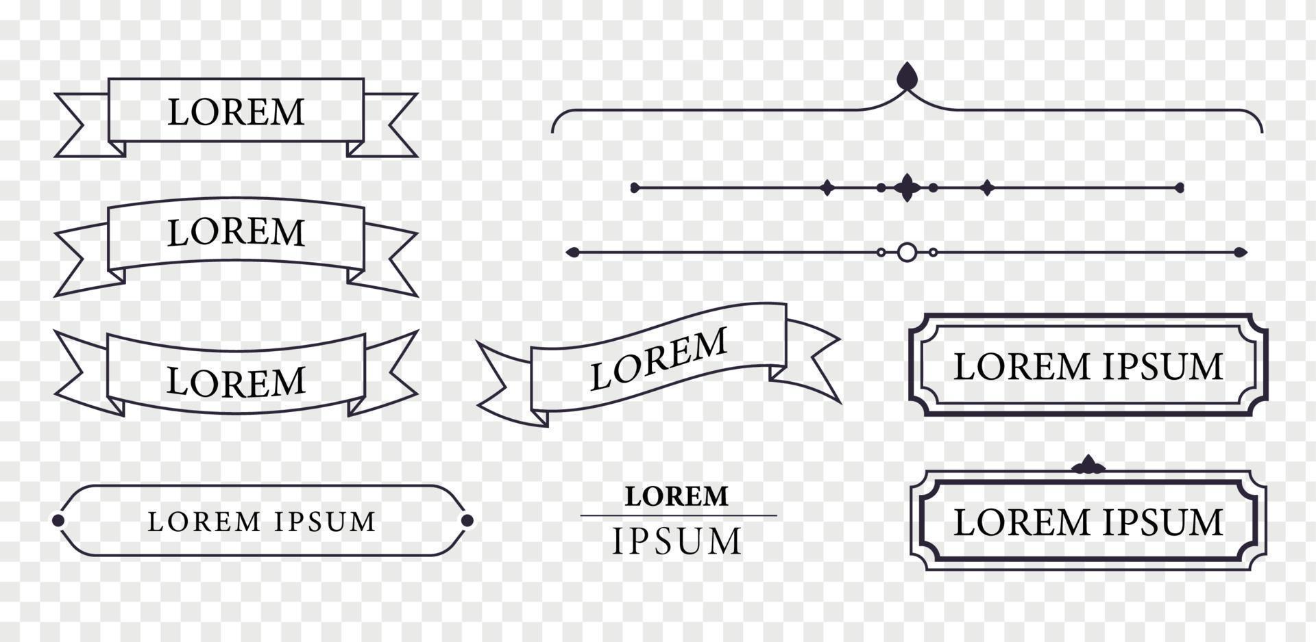 Ilustración de vector plano de diseño de concepto de banner de marco de línea y ornamento vintage.