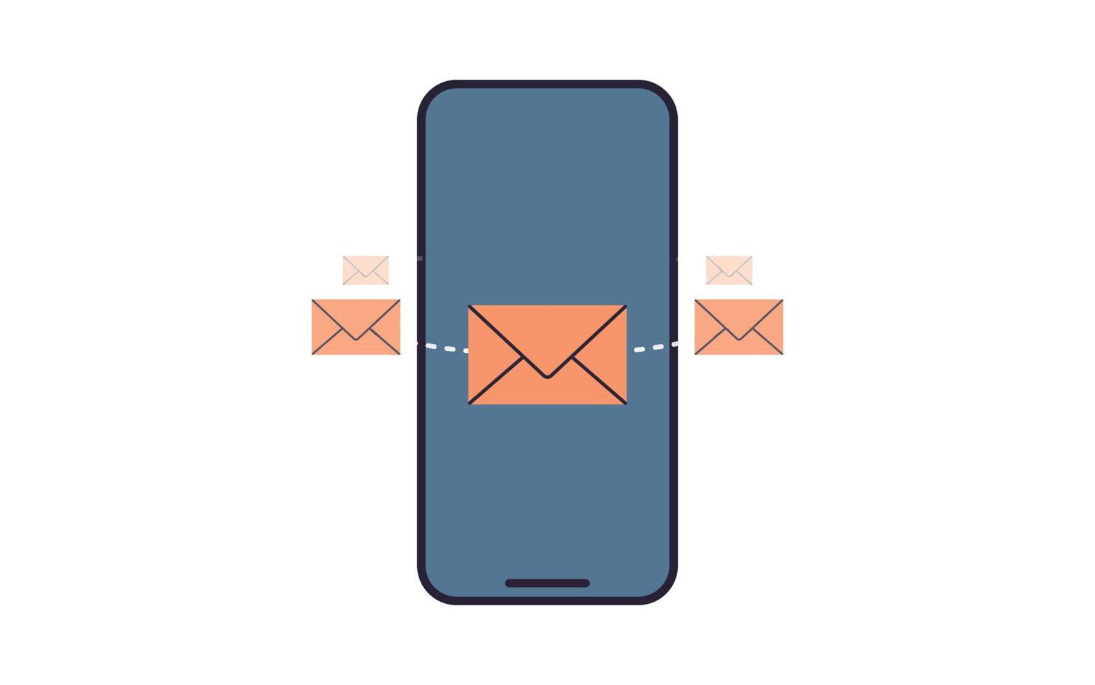 Mail and smartphone flat vector illustration.