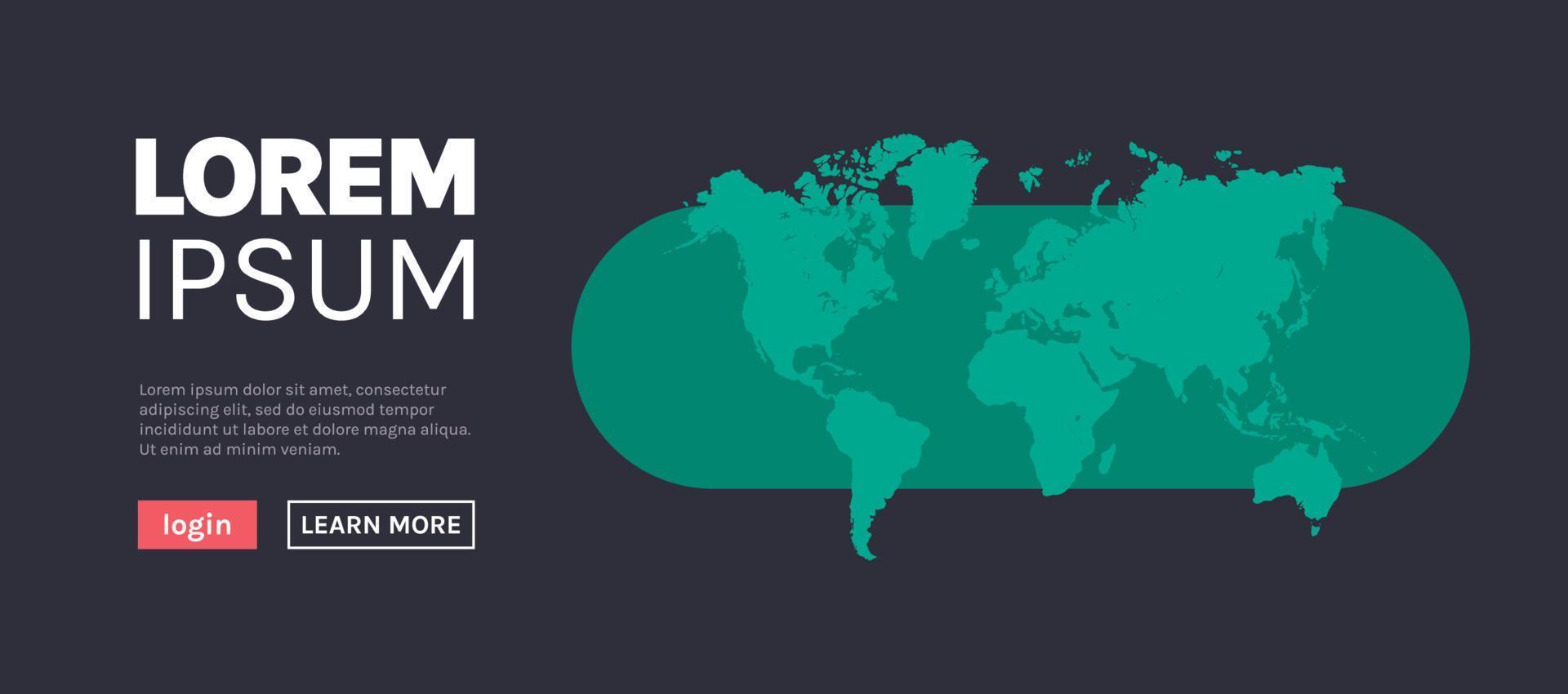 planeta tierra y mapa del mundo ilustración vectorial plana. vector