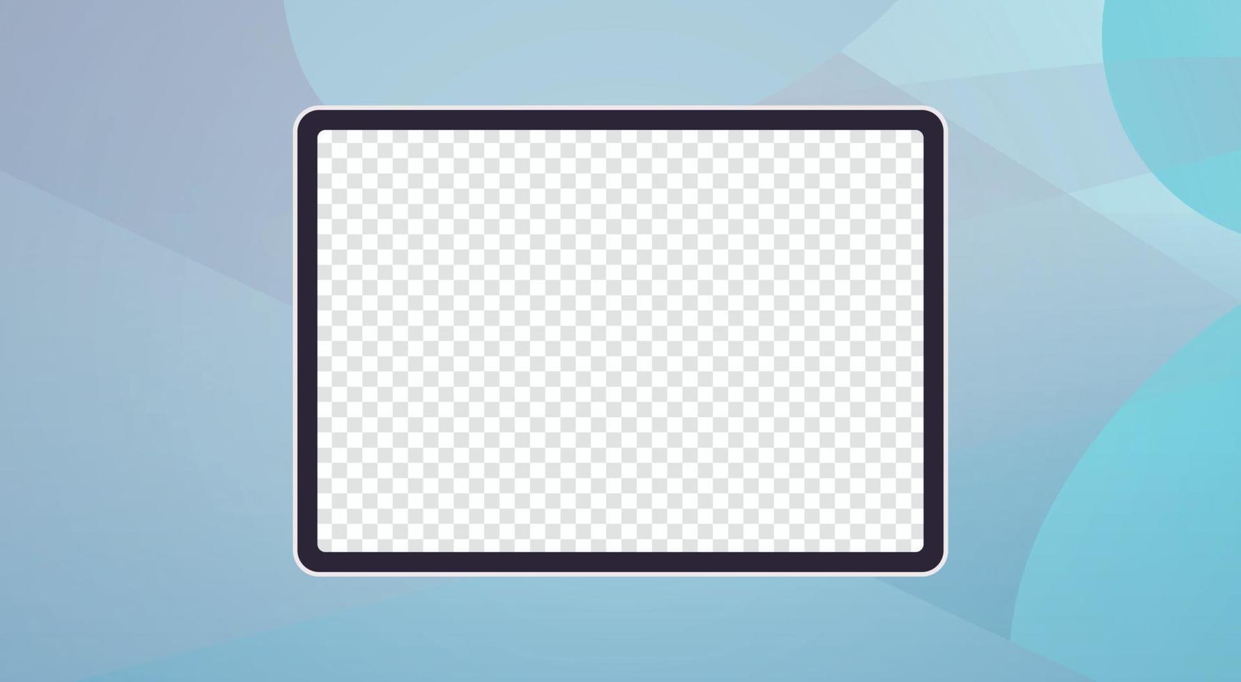 Mockup concept and tablet device empty screen front view flat vector illustration.