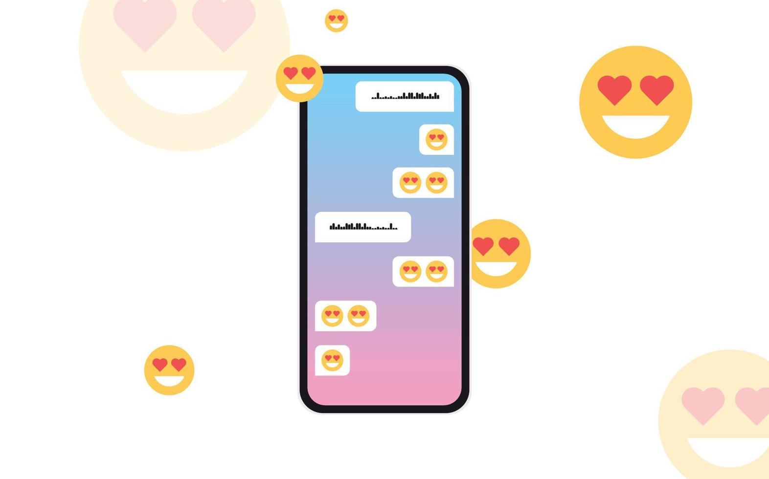 Voice and text messages and people communicating social media app flat vector illustration.