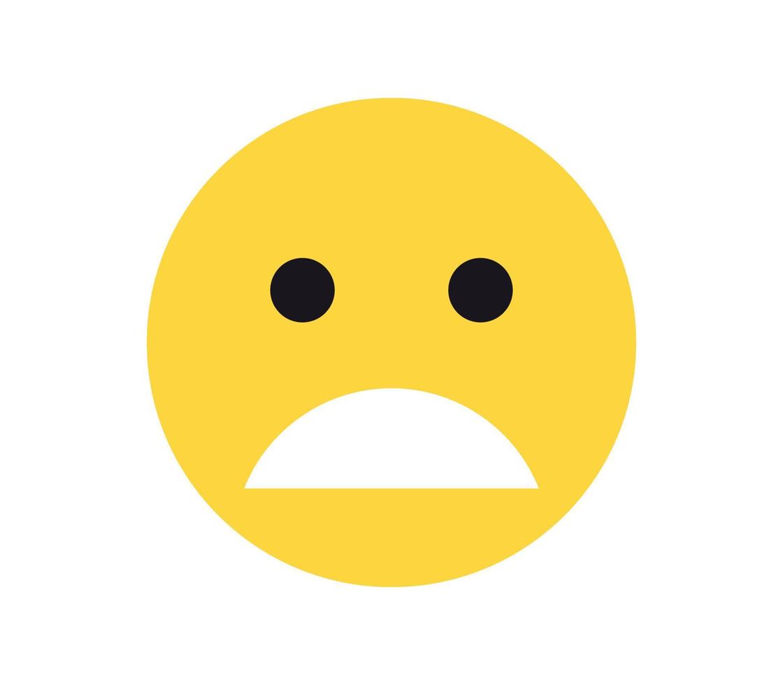 Simple emotion face and yellow cartoon emoji flat vector illustration.