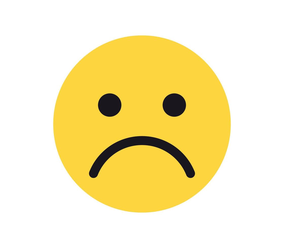 Simple emotion face and yellow cartoon emoji flat vector illustration.