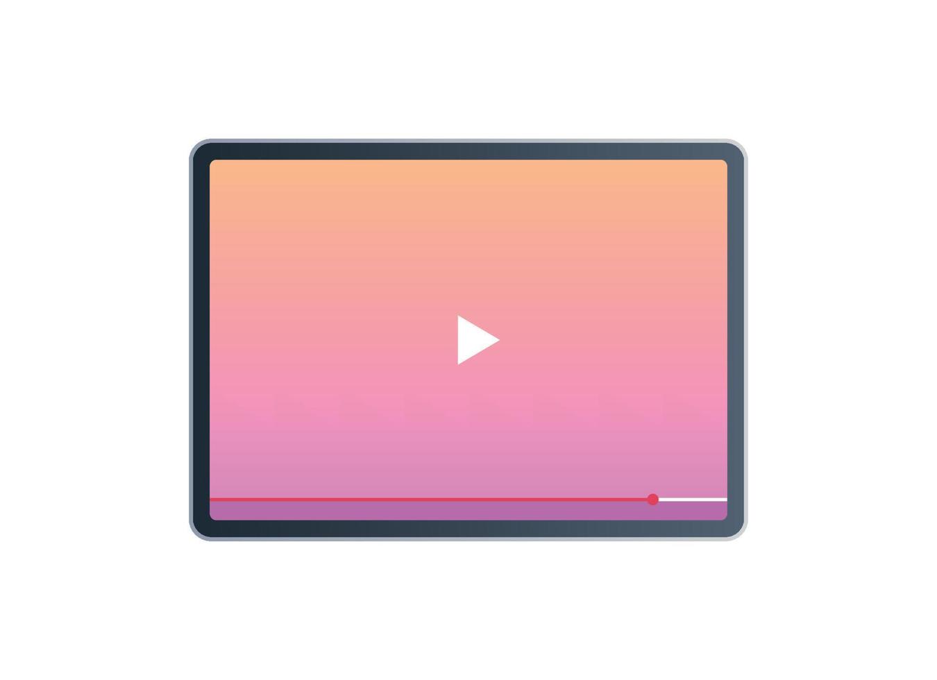 Responsive design play button and video interface on smart devices flat vector illustration.