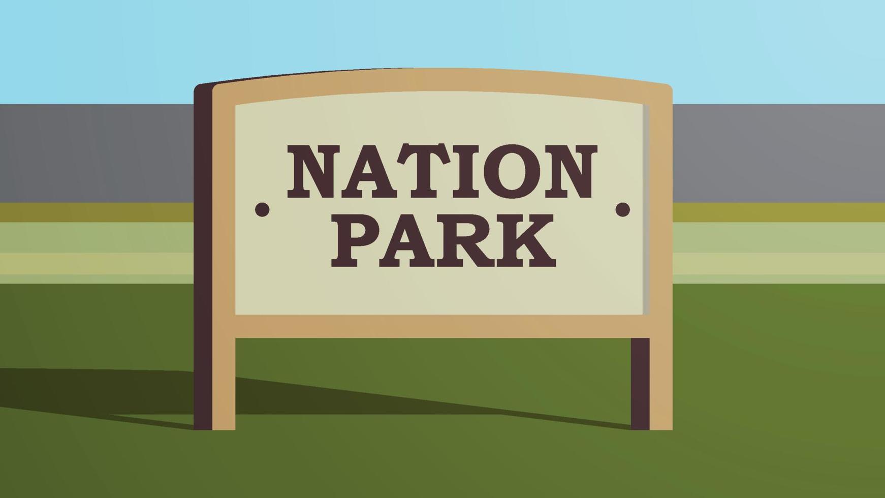 Sign board city park and cityscape flat vector illustration.