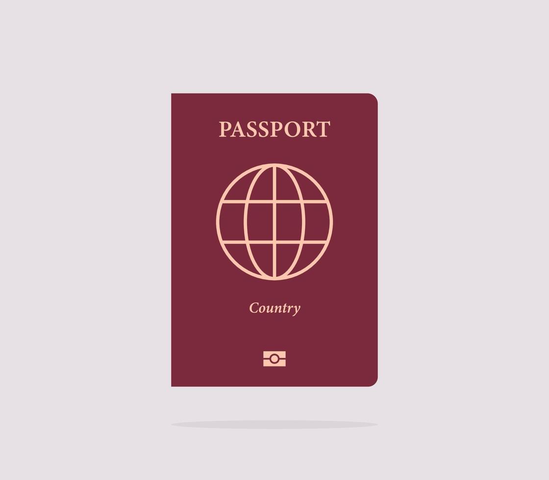 International passport and on white background flat vector illustration.