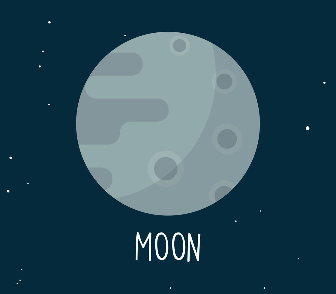 planeta luna y esfera simple en la ilustración de vector plano de fondo espacial.