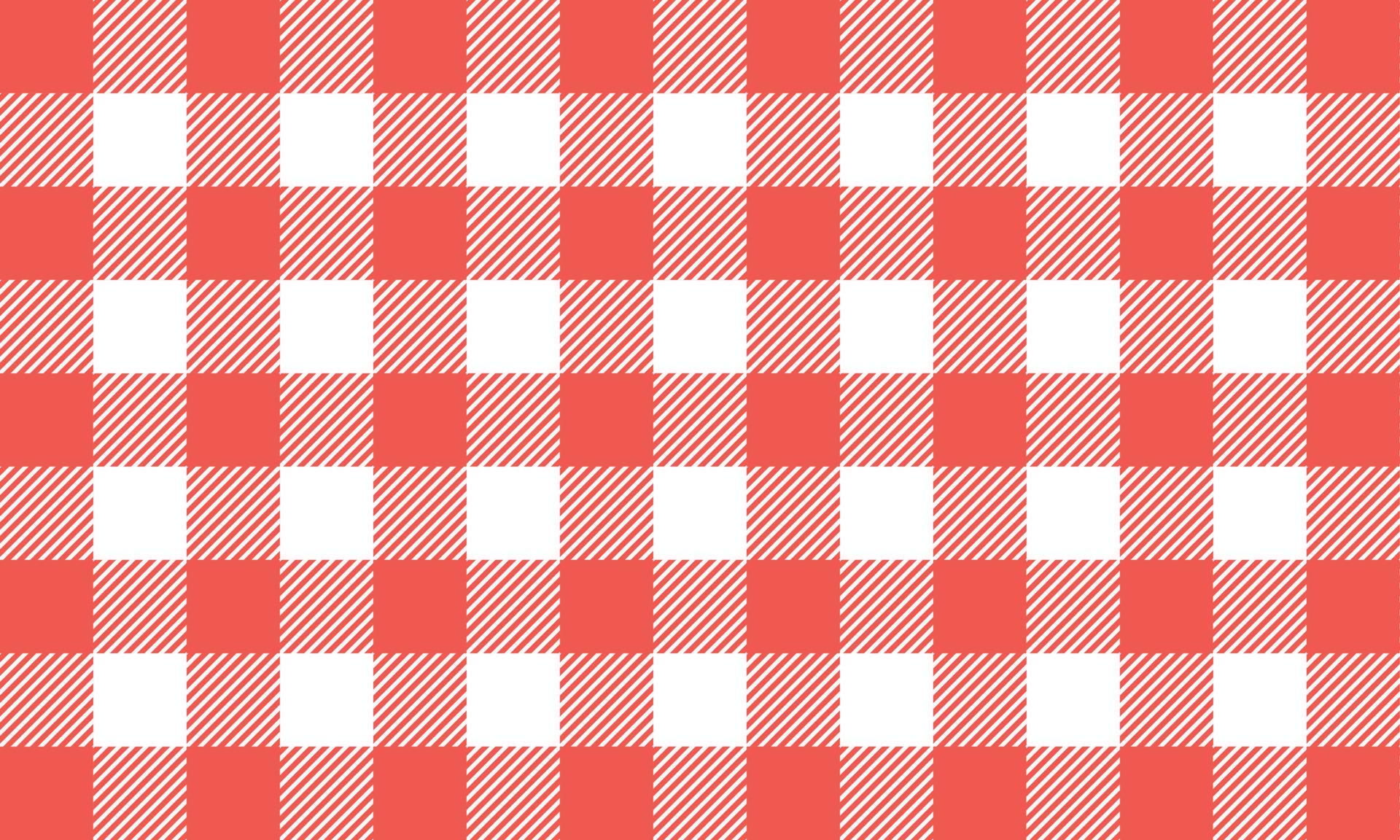Red white gingham pattern and fabric vintage design flat vector