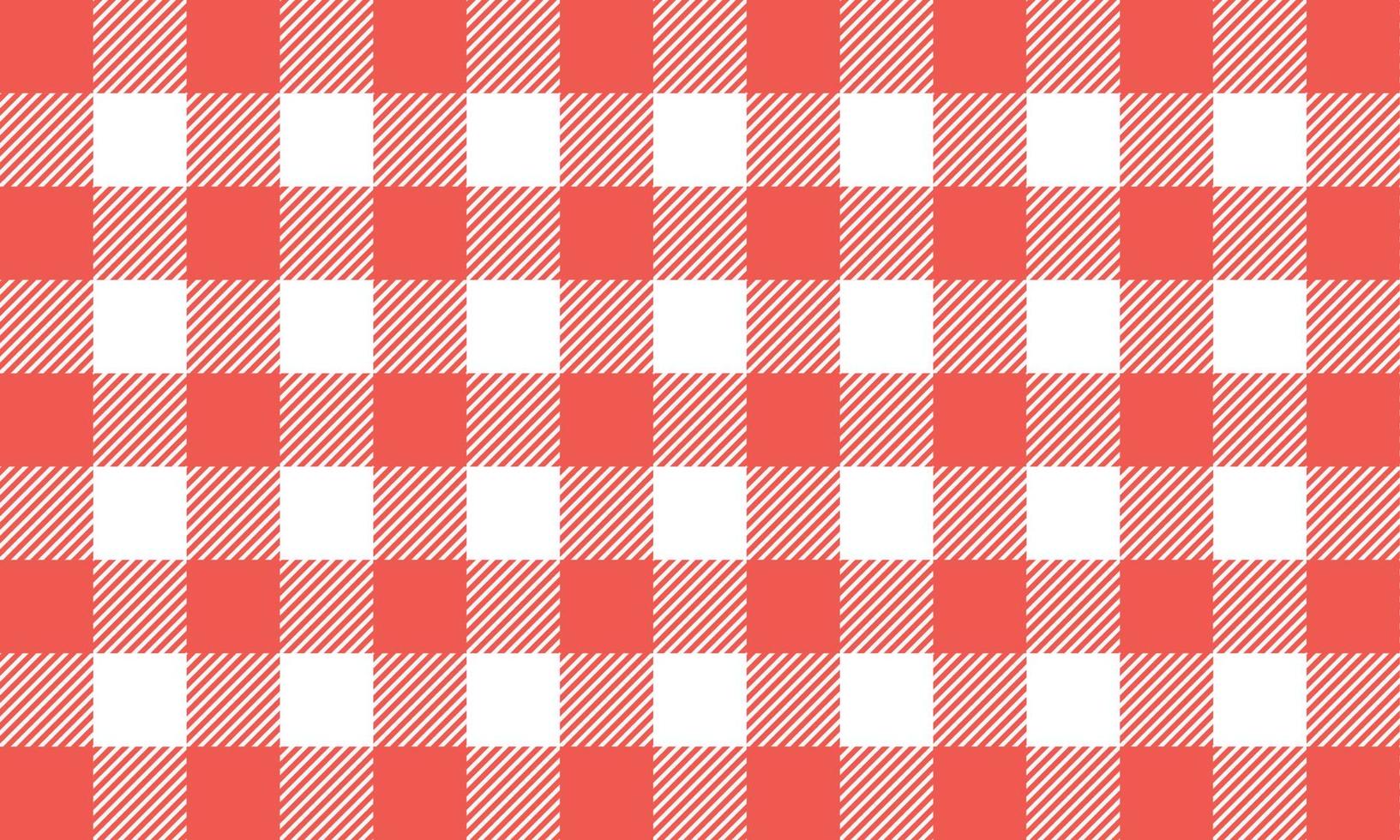 Red white gingham pattern and fabric vintage design flat vector illustration.