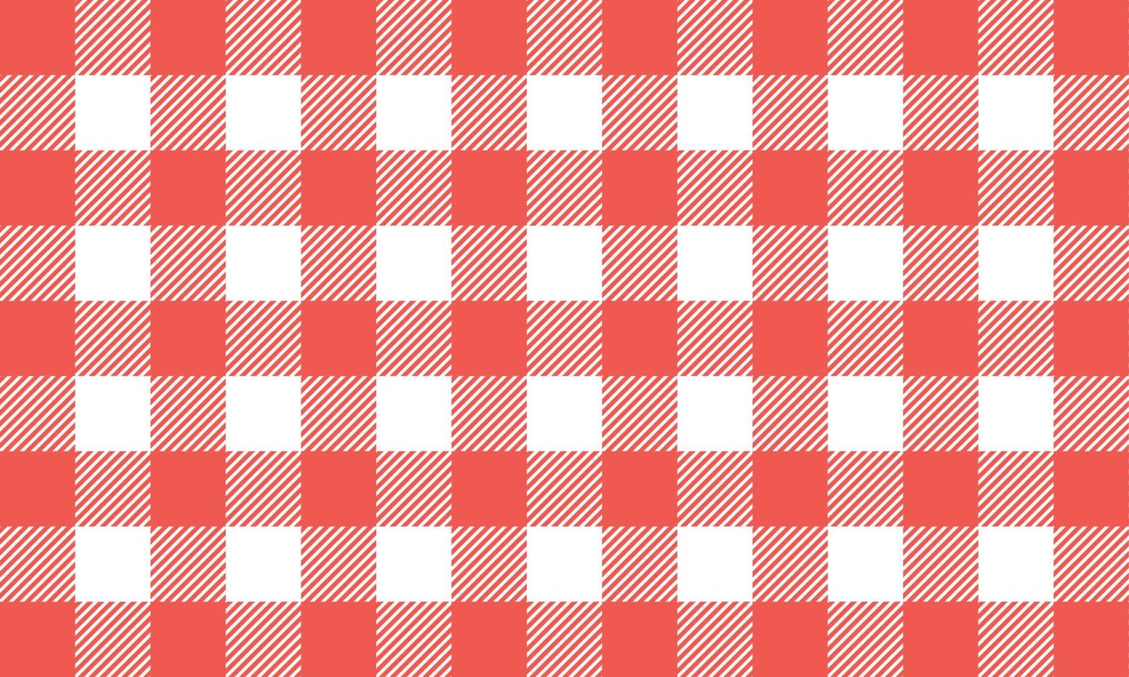 Red white gingham pattern and fabric vintage design flat vector illustration.