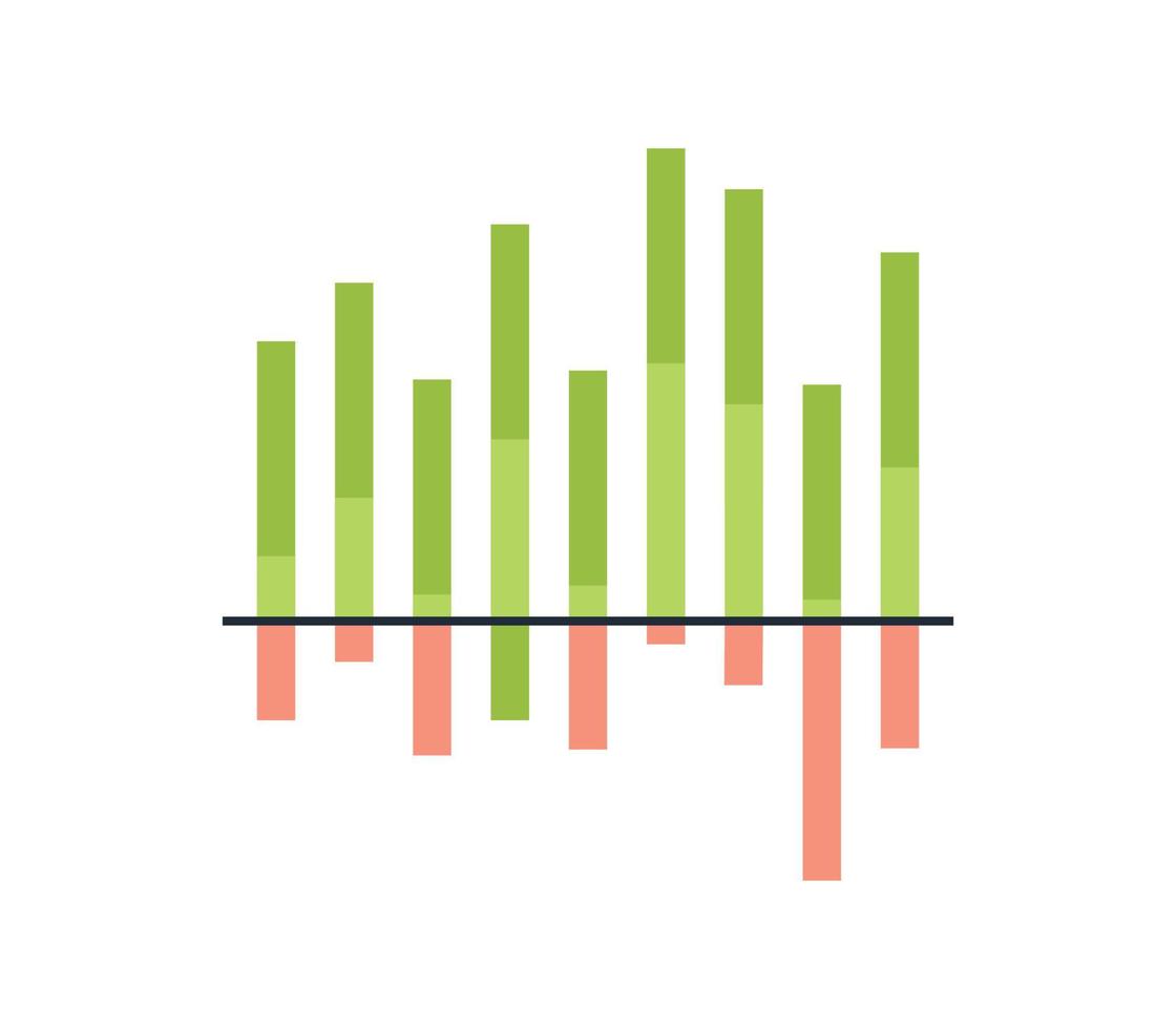 Business presentation financial graph and trade chart flat vector illustration.