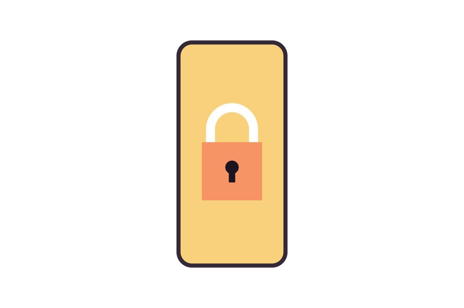 Locked smartphone screen and padlock mobile account concept flat vector illustration.